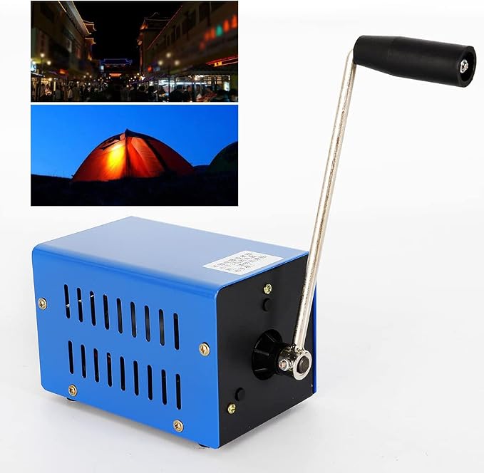 20W USB Charger Hand Crank Generator Outdoor Portable Emergency Power Supply for Camping High Power 2000rmp/min Blue
