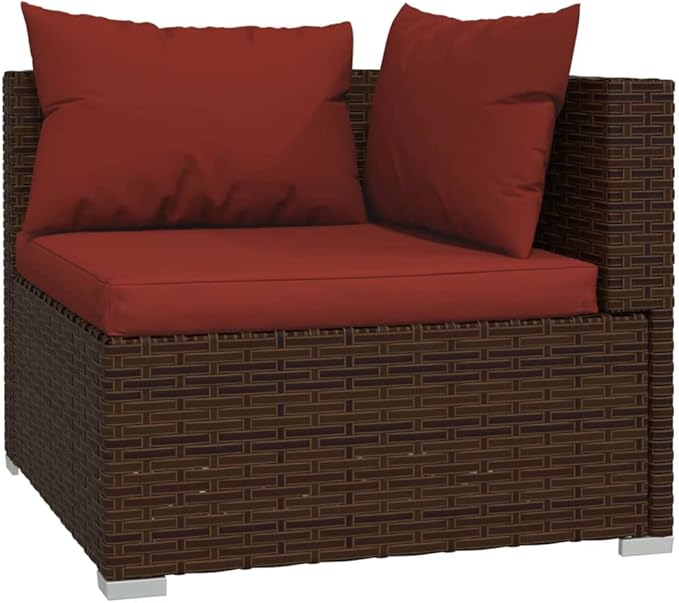 5 Piece Patio Lounge Set with CushionsOutdoor Dining Chairs,Patio Furniture Set,Outdoor Sectional Sofa,Patio Conversation Seat,Outdoor Seating,Modern Style,for Garden,Backyard, Poly Rattan Brown