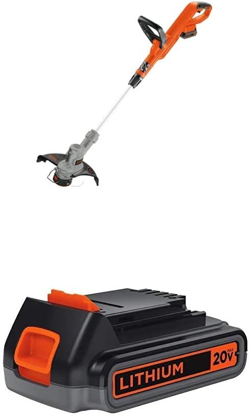 BLACK+DECKER 20V MAX String Trimmer with Extra Lithium Battery 2.0 Amp Hour (LST300 & LBXR2020-OPE)