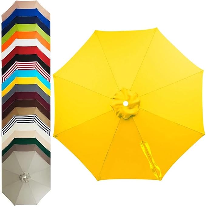 11ft – 8 Ribs Patio Umbrella Replacement Canopy,Waterproof UV-Resistant Outdoor Round Umbrella Top Cover for Outdoor Garden Deck Backyard