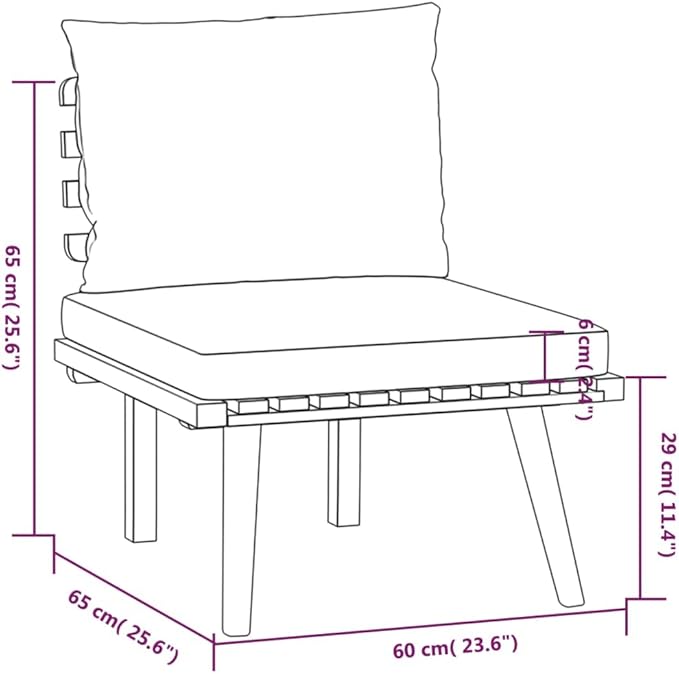 Patio Lounge Set with Cushions,Patio Furniture Sets,Patio Conversation Sets,Outdoor Furniture Sets,for Garden,Backyard,Outdoor,6 Piece Solid Acacia Wood