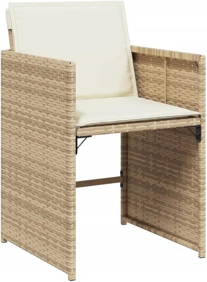 Afuera Living 16 Piece Poly Rattan Patio Dining Set, Black/Cream White Finish, UV-Resistant Material, Includes Cushions, Tempered Glass Table, Modern Outdoor Furniture for Backyard or Patio Dining