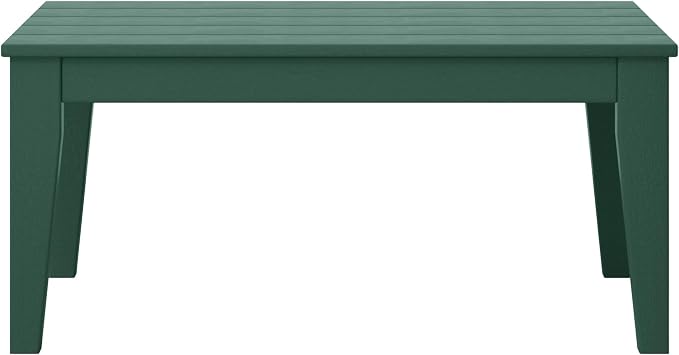 WestinTrends Malibu Low Outdoor HDPE Patio Rectangle Coffee Table, Dark Green