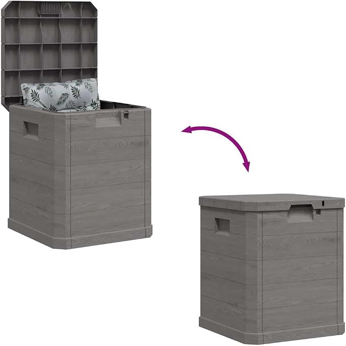 vidaXL Storage Box Brown Plastic Medium Garden Storage Box Square