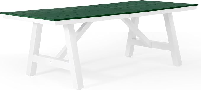 WestinTrends Cape May 9-Piece HDPE Outdoor Furniture Patio Dining Table with Umbrella Hole and Chairs Set for 8, Dark Green