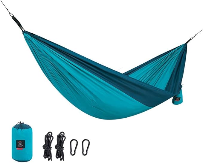 Camping Hammock, Hammock Outdoor Single and Double Camping Portable Swings Hanging Chair Lazy Hammocks Easy to Assemble Suitable for Travel Camping(Blue)