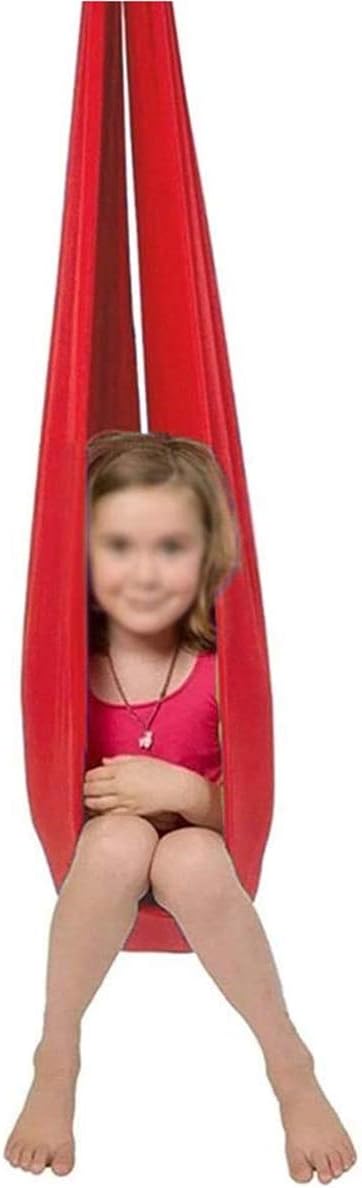 Children's Therapy Sensory Hug Swing Home Hammock for Child Autism ADHD Elastic Wrapped Stable Hanging Chair Up to 440lbs (Color : Red, Size : 150 x 280 cm)