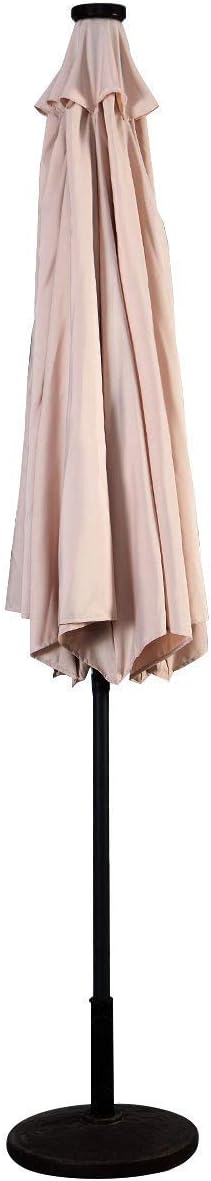 Goplus SPSUPE Patio, Solar Powered Umbrella with 18 LED Lights, Beige, 9 ft (Patio Umbrella)