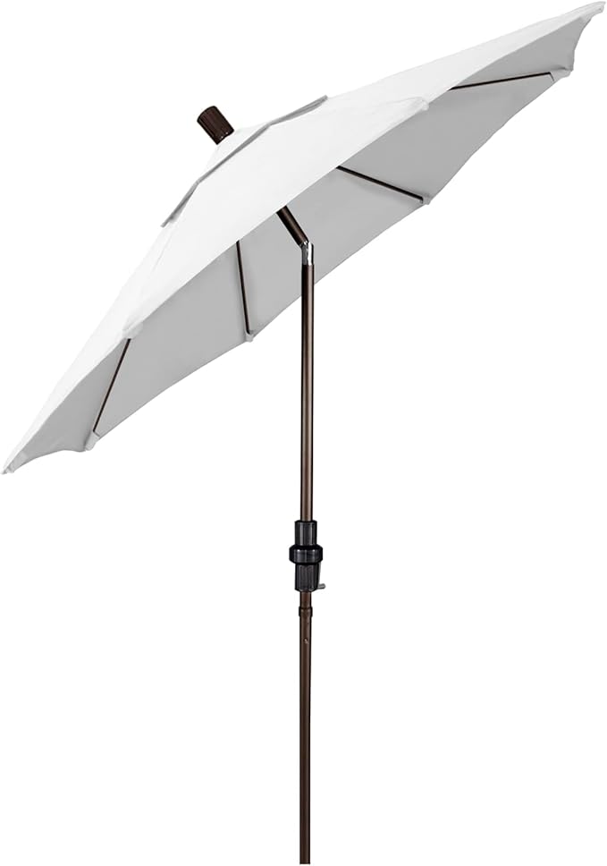 California Umbrella 7.5' Round Crank Lift, Collar Tilt, Aluminum Pole, Fiberglass Rib Patio Umbrella, Bronze Finish