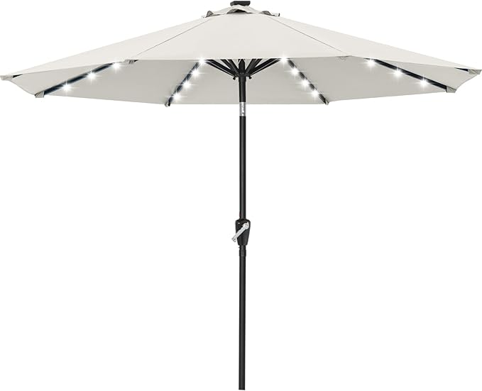 ABCCANOPY Durable Solar Led Patio Umbrellas with 32LED Lights 9FT (Creamy White)