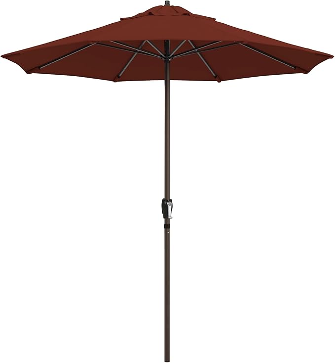California Umbrella 10-Year Protection 7.5 Ft Outdoor Patio Umbrella, Pacifica Fade-Resistant Fabric, Auto-Tilt, Heavy Duty Aluminum Frame, 8 Reinforced Ribs for Pool or Deck, Bronze Pole, Brick