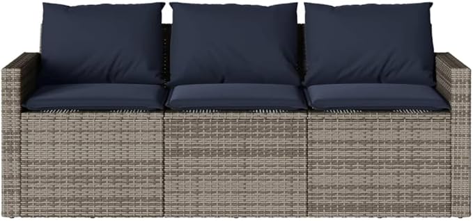 2 Piece Patio Dining Set with Cushions, Outdoor Lounge Sets Patio Conversation Set Porch Furniture Set Outdoor Sofa Sets for Poolside Garden Negotiation Area Exhibition Gray Poly Rattan
