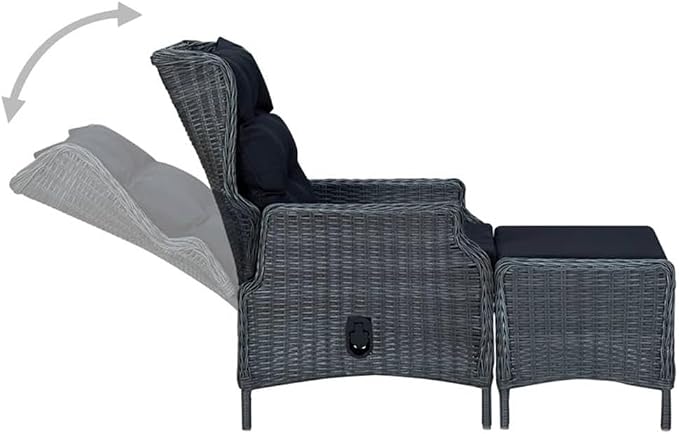 Afuera Living 7-Piece Patio Dining Set, Acacia Wood Table with PE Rattan Chairs, Dark Gray/Black Cushions, Weather-Resistant, Modern Outdoor Furniture for Garden, Terrace, or Outdoor Dining Spaces