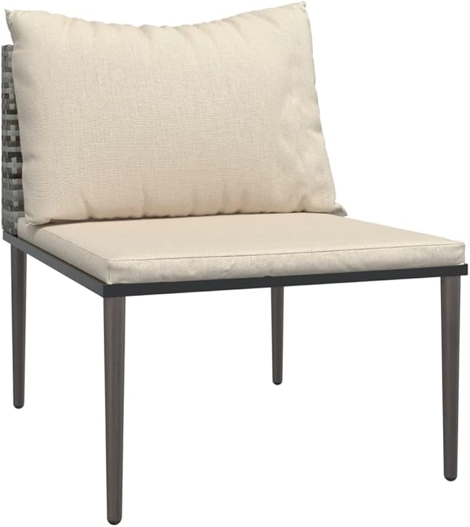 3 Piece Patio Lounge Set with Cushions, Patio Conversation Set Porch Furniture Set Sectional Sofa Outdoor Sofa Sets for Piazza Garden Exhibition Negotiation Area Gray Poly Rattan