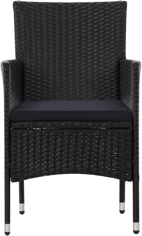 vidaXL Patio Furniture Set 4 Piece, Patio Conversation Set with Cushions, Outdoor Sectional Sofa with Coffee Table for Garden, Poly Rattan Black
