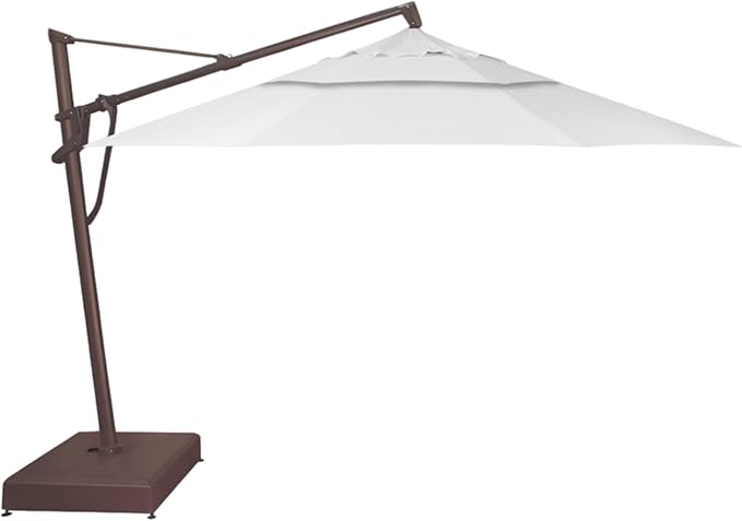 Treasure Garden AKZ PLUS Cantilever Umbrella 13' Sunbrella Natural Canopy and Bronze Frame with Stationary Base