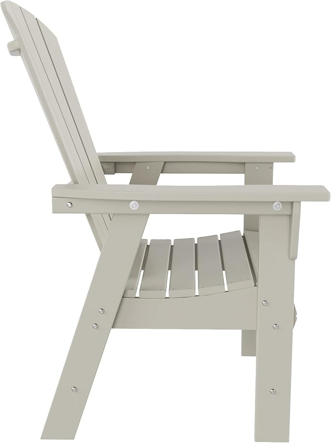 WestinTrends Dylan Adirondack Patio Dining Set for 4, All Weather Poly Lumber Outdoor Table and Chairs Set of 4, 43" Trestle Square Dining Table and Seashell Adirondack Dining Chair, Sand