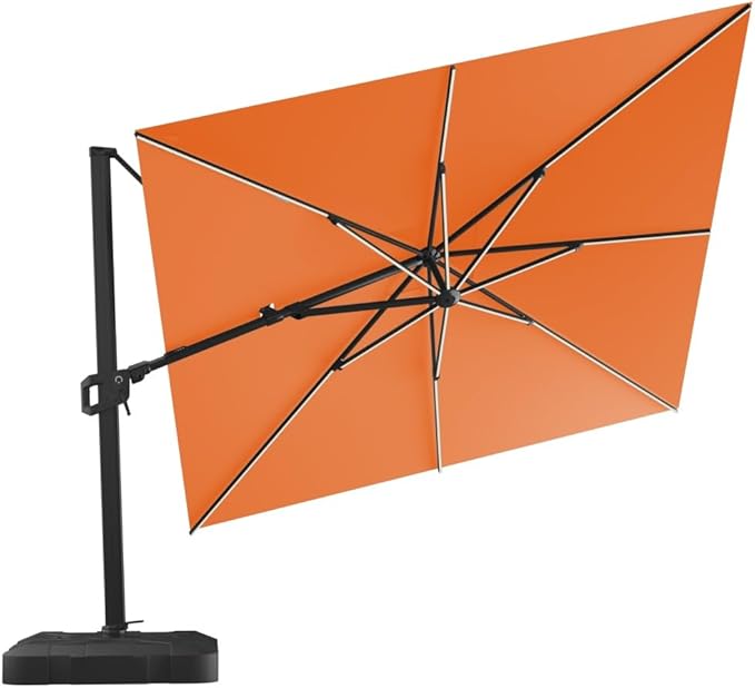 Midtown Umbrellas 9x9 Ft Outdoor Cantilever Patio Umbrella w/Sunbrella Spectrum Indigo Fabric - Tilt 360° Rotate Offset Patio, Deck Patio, Backyard & Garden - Black Frame
