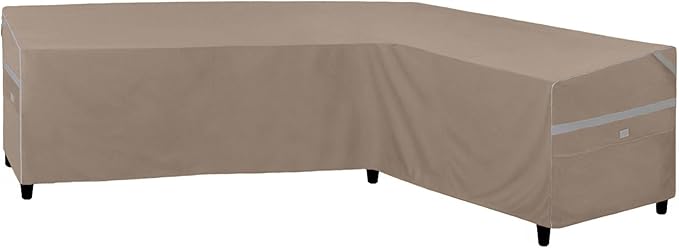 Heavy Duty Waterproof Outdoor L-Shaped Sectional Sofa Cover UV Resistant Patio Furniture Covers for Right Facing Sofa Cover 104"L/83"R W X 33"D x 31" H Brown