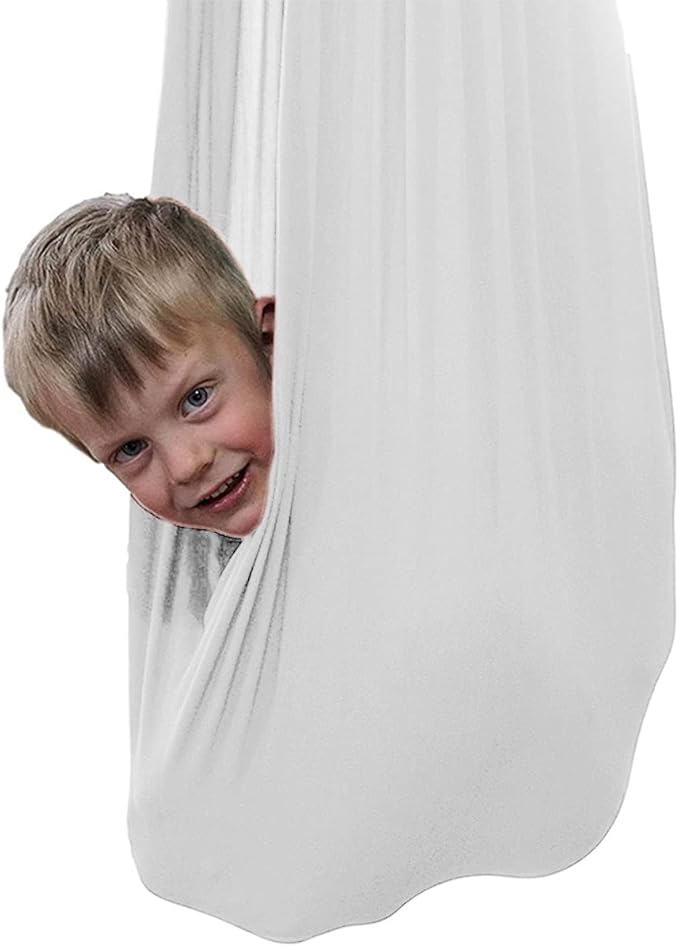 Sensory Swing for adults Indoor kids Therapy Swing Soothing Calming Snuggle Hammock durable soft strong fabric swing Great for Sensory Integration stimulation ( Color : White , Size : 1.5M x 2.8M )