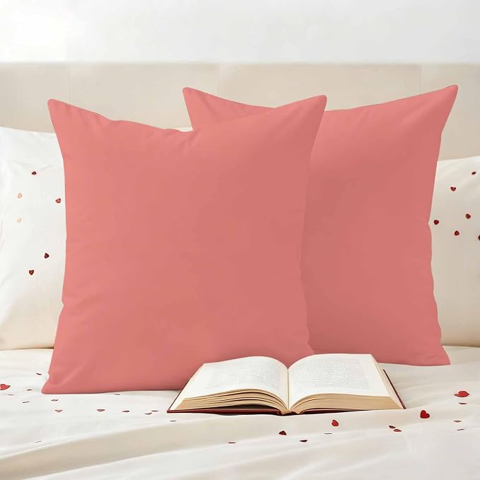 Peach Solid Outdoor Pillow Covers Set of 2 Waterproof Throw Pillow Cover Decorative Cushion Cases for Patio Porch Garden 16X16 Inch