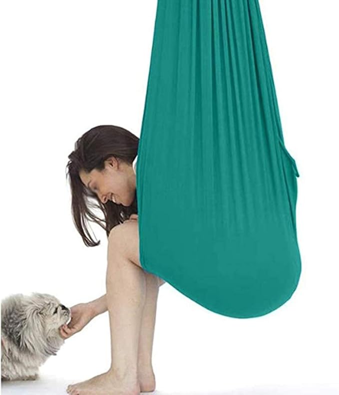 Hanging Child Swing for Indoor Outdoor Adult Stretch Yoga Cloth Children Kids Cuddle Hammock with Special Needs for Autism ADHD ADD Therapy Sensory Integration (Color : A, Size : 150 x 280 cm)