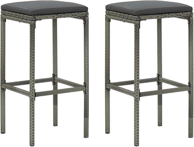 Patio Bar Set with Cushions,Garden Table and Chairs Sets,Garden Conversation Sets, Outdoor Patio Furniture,for Patio,Backyard,Garden,3 Piece Poly Rattan Gray