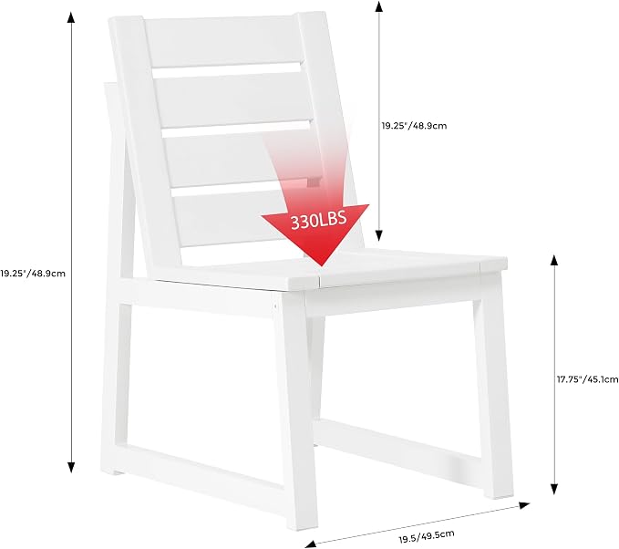 Costaelm Stinson Outdoor Patio HDPE Dining Side Chair, White