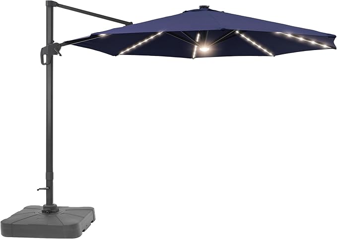 FLAME&SHADE 11 ft Cantilever Offset Patio Umbrella, Large Heavy Duty Outdoor Patio Umbrella Aluminum 360° Rotation Round Outdoor Umbrella for Deck,Pool,Backyard