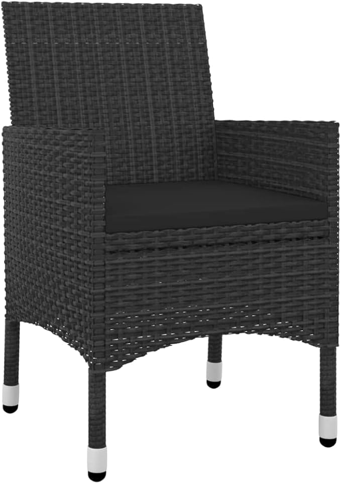 Patio Dining Set with Cushions,Patio Lounge Set,Outdoor Table and Chairs Set,Terrace Conversation Set Furniture,Outdoor Furniture,for Garden,Backyard,3 Piece Poly Rattan and Glass