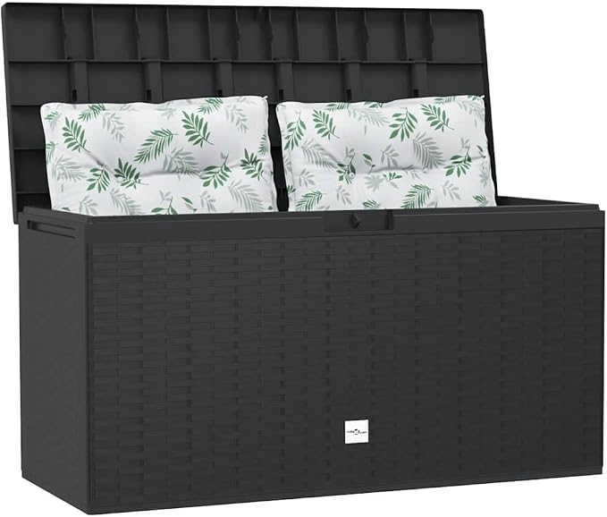 Anthracite Polypropylene Storage Box 44.9 x 18.5 x 23.6 in with Locking Mechanism and Weatherproof Design for Outdoor Garden Patio Garage Organization