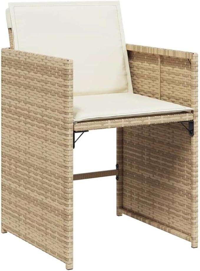 Afuera Living 10-Seater Rattan Patio Dining Set with Cushions, Textured White Finish, UV-Resistant PE Rattan, Powder-Coated Steel, Foldable Chairs and Stools, Rectangular Table for Outdoor Garden or