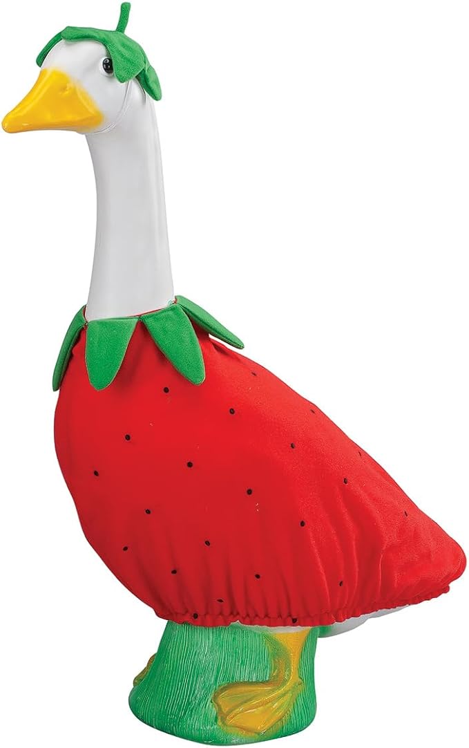 Gaggleville Strawberry Goose Outfit, Fits Large 23" H Statue, by Fox | Valley Traders