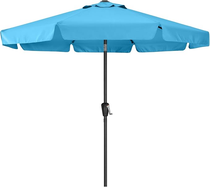 ABCCANOPY 7.5ft Scalloped Patio Umbrella, Outdoor Table Umbrella with Tilt and Crank, Fiberglass Ribs Deck Umbrella for Patio, Pool, Garden, Picnic (Turquoise Blue)