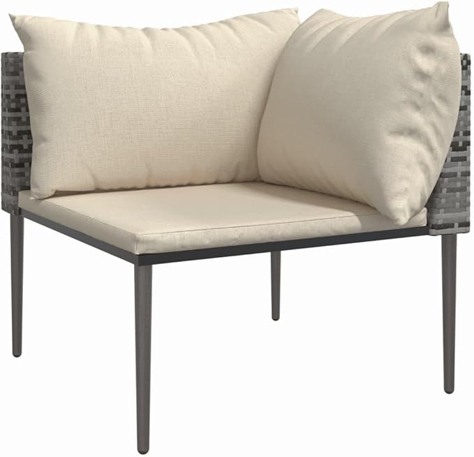 3-Piece Patio Lounge Set with Cushions Gray PE Rattan Outdoor Furniture Modern Conversation Set for Garden Balcony Porch