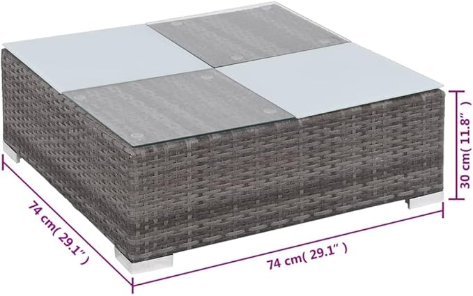 8 Piece Patio Lounge Set with Cushions, Outdoor Sofa Sets Front Porch Furniture Patio Conversation Set Porch Furniture Set for Negotiation Area Piazza Poolside Exhibition Poly Rattan Gray