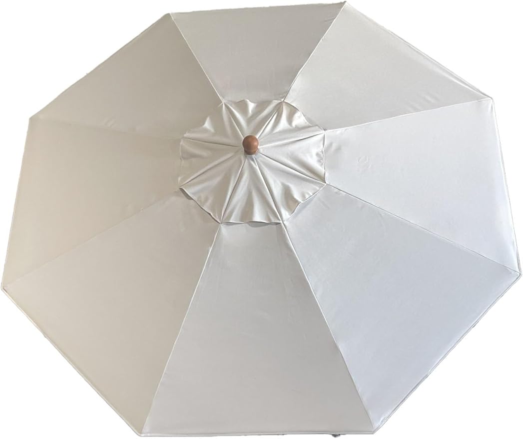 9' Octagonal Wooden Market Umbrella with Pulley System, Wood Frame, Maple Handle, Acrylic Canopy, UV Blocking, Patio Use