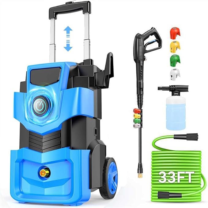 5000 PSI Professional Electric Pressure Washer,4.0 GPM Heavy Duty Power Washer with 4 Nozzles,Foam Cannon,33FT Hose and 500ml Soap Bottle for Home/Cars(Blue)