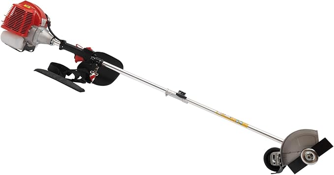 2-Stroke Lawn Trimmer, 43cc Gas-Powered Brush Cutter, Equipped with Dual Blade Heads, Portable Trimmer with Adjustable Handle, Ideal Weed Removal Tool for Garden and Yard POIOKLJRE