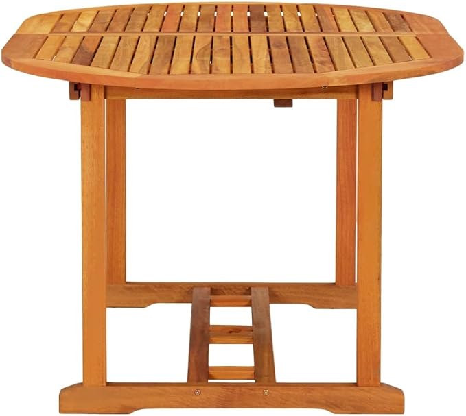 Solid Eucalyptus Wood Patio Table with Umbrella Hole 78.7x39.4x29.5 Inches Extendable Outdoor Dining Table for Garden, Deck, Backyard