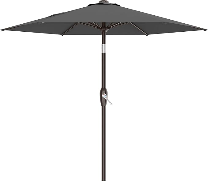 AreShark 7.5FT Patio Umbrella Table Market Umbrella w/Tilt and Crank, Heavy-Duty Outdoor Umbrellas for Pool, Deck, Garden and Backyard, Gray