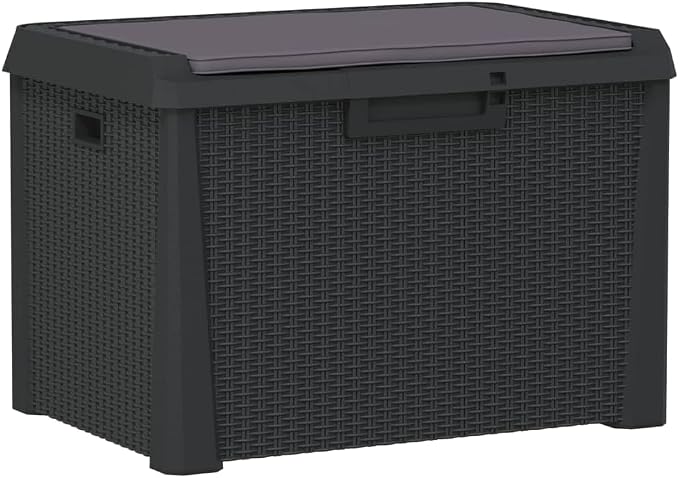 Anthracite Polypropylene Garden Storage Box with 125-Liter Capacity for Outdoor Organization and Weather Protection