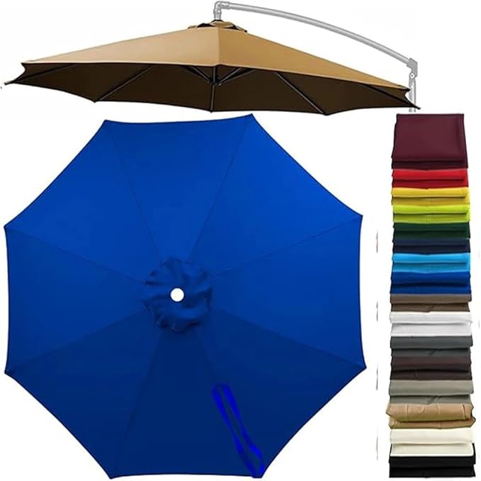 Patio Cantilever Umbrella Replacement Canopy Round 8ft/10ft 8Ribs,Replacement Parasol Canopy Cover with Fade Resistant for Market Table Backyard Garden