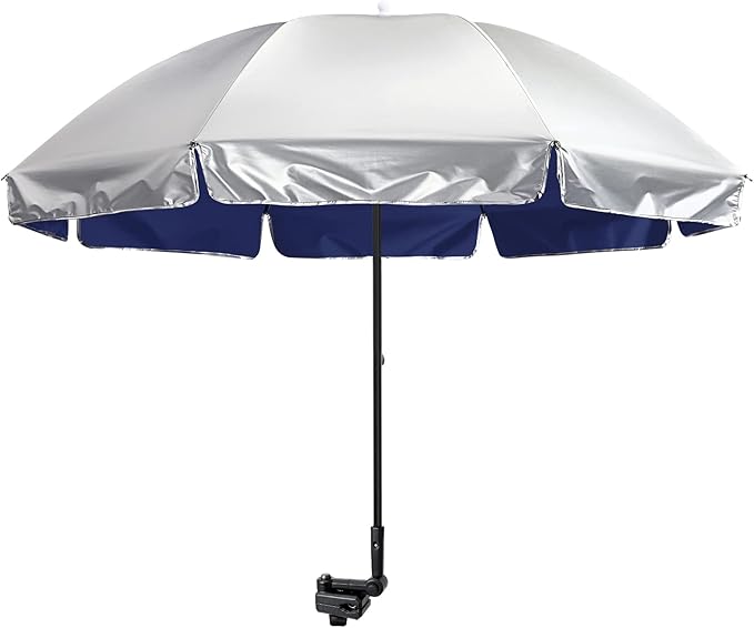 G4Free UPF 50+ Universal Clamp On Umbrella Adjustable Outdoor UV Protection Beach Chair Umbrella for Strollers, Wheelchairs, Patio Chairs, and Golf Carts