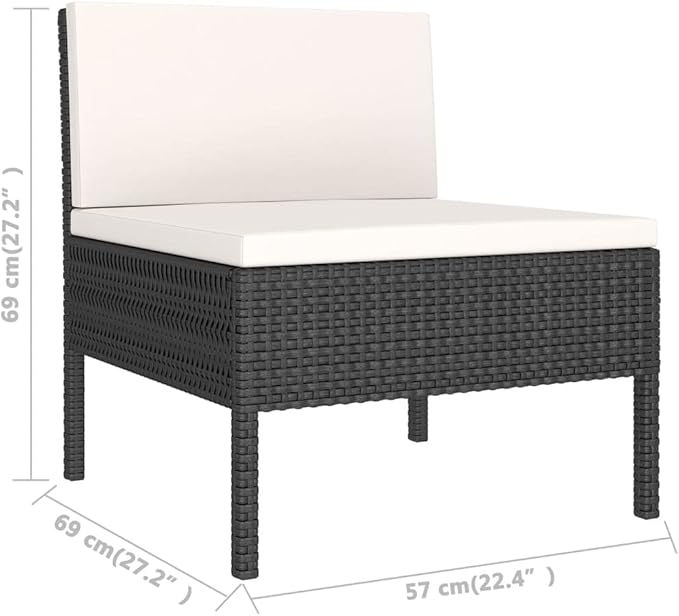 Patio Lounge Set with Cushions,Patio Furniture Sets,Patio Conversation Sets,Outdoor Furniture Sets,for Garden,Backyard,Outdoor,6 Piece Poly Rattan Black
