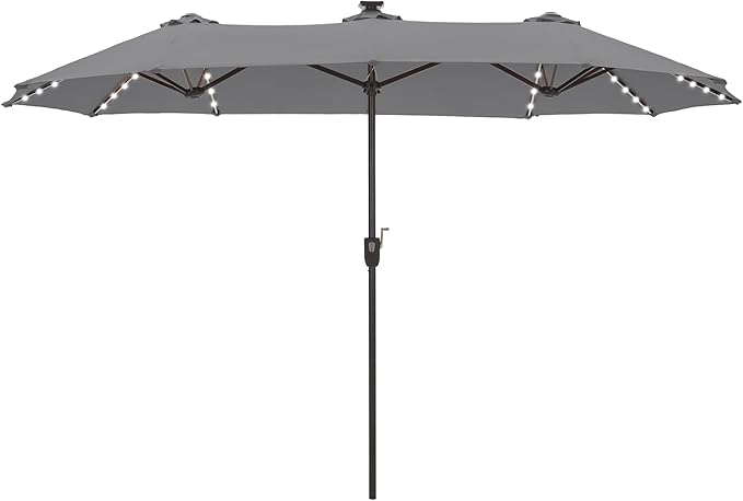 HERA'S PALACE 13ft Patio Umbrella with 120 LED Solar Lights Double Sided Outdoor Umbrella for Patio 8 Colors Changing Table Umbrella Outdoor Patio for Garden Pool