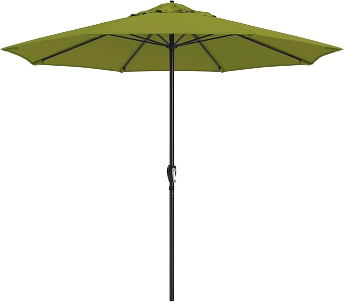 California Umbrella 8-Year Protection 9 Ft Outdoor Patio Umbrella, Solstice Fade-Resistant Fabric, Auto-Tilt, Heavy Duty Aluminum Frame, 8 Reinforced Ribs for Pool or Deck, Black Pole, Kiwi