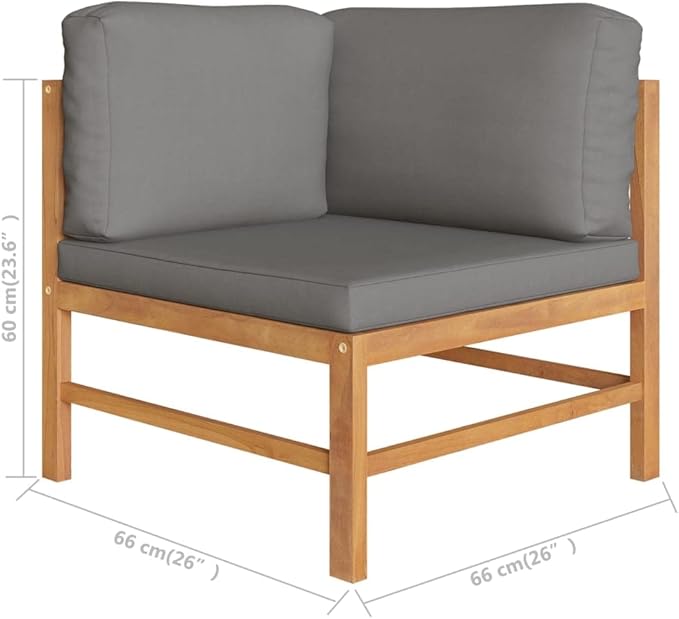 Backyard Furniture Patio Conversation Sets Outdoor Seating 6 Piece Patio Lounge Set with Gray Cushions Solid Teak Wood Suitable for Swimming Pool, Courtyard, Garden