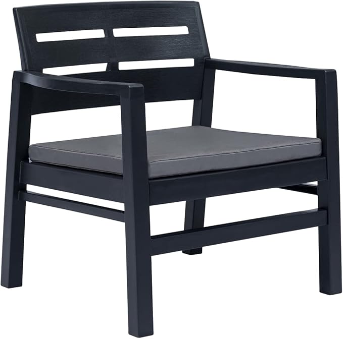 Patio Lounge Set with Cushions,Outdoor Tables and Chairs,Outdoor Furniture Sets,Patio Conversation Sets,for Garden,Deck,Backyard,3 Piece Plastic Anthracite