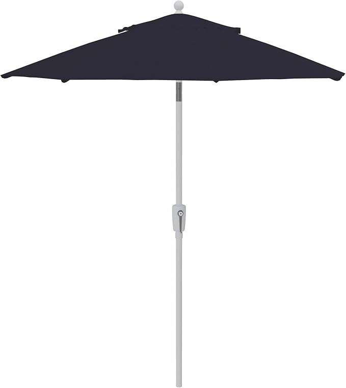 Treasure Garden 7.5ft Patio Umbrella – Outdoor Market Umbrella – Push Button Tilt – White Aluminum Frame (Sunbrella, Navy)